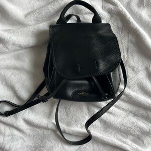 Coach Black Leather Backpack